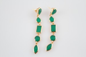 Isharya Emerald Green Shattered Enamel Earrings