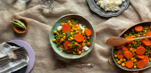 Carrot Kari with Garbanzo Beans over Basmati Rice