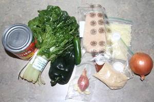 Baked Chili Chicken Meatballs with Chard and Peppers