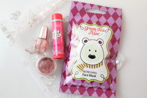 Face Mask, Nail Polish, Glitter, and Lip Balm