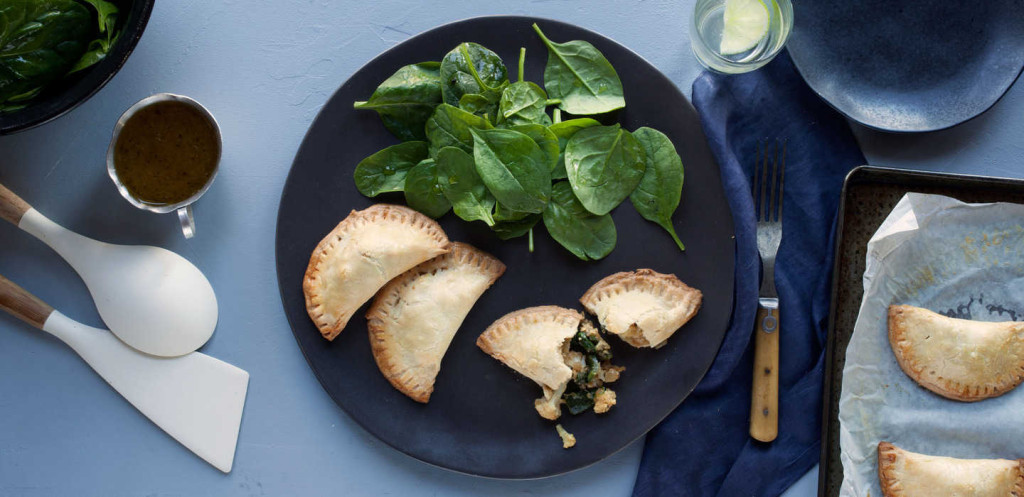 Cauliflower Spinach Empanadas with Spinach Salad