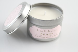 K Hall Designs Peony Travel Candle