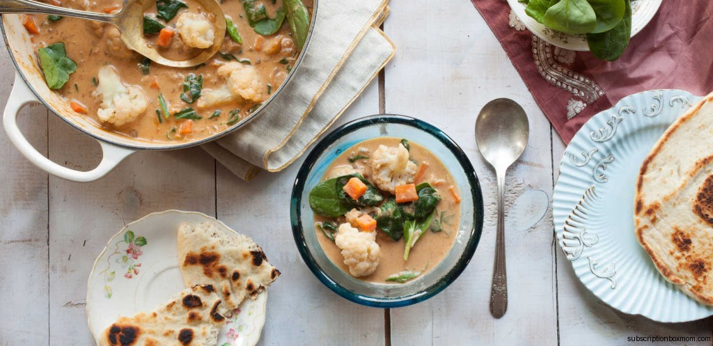 Pan Roasted Vegetables with Creamy Coconut Curry and Na'an