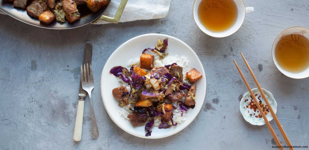 Pork and Pineapple Stir-Fry with Napa and Purple Cabbages