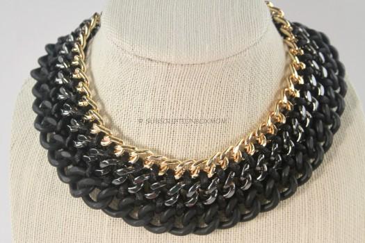 Obsidian Mixed Metal Links Necklace