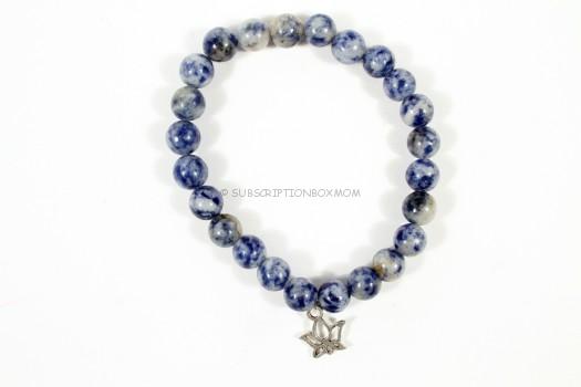 Sodalite gemstone bracelet w/ Lotus charm