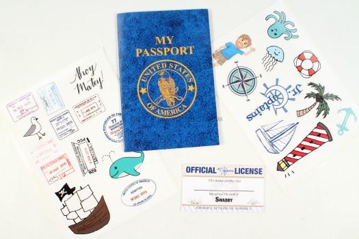 Passport, License, stickers