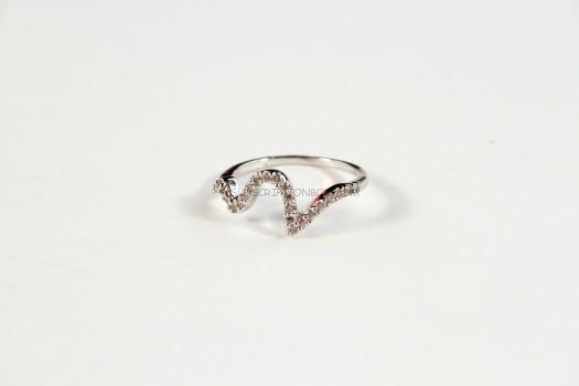 Wanderlust + Co Wave Crystal Ring in Silver