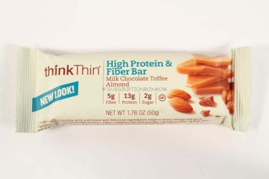 thinkThin High Protein & Fiber Bar in Milk Chocolate Toffee Almond