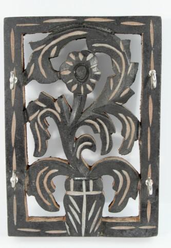 Walnut Wood Carving Key Holder 
