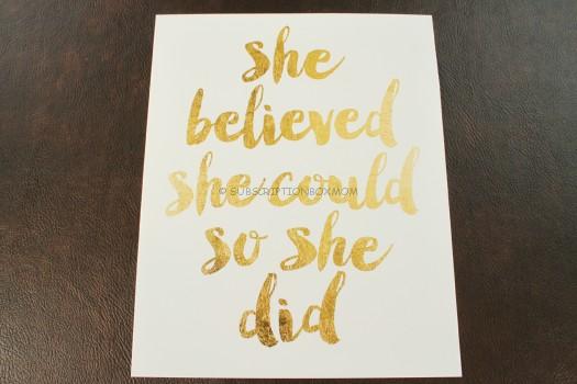 "She Believed She Could So She Did" Quote Printable Rose Gold Print