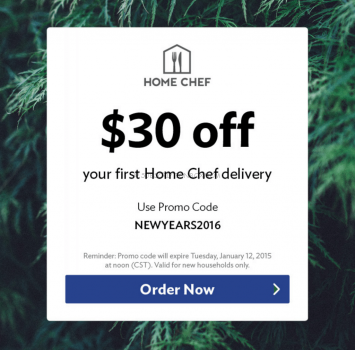 Home Chef $30.00 Coupon + Menu for January 11, 2016