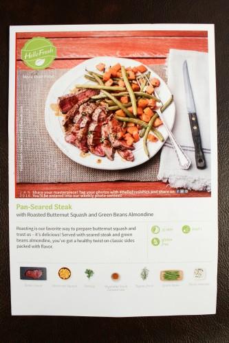 Pan Seared Steak with Roasted Butternut Squash and Green Bean Almondine: