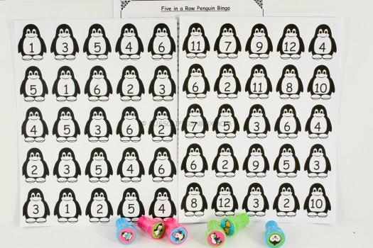 Five in a Row Penguin Bingo