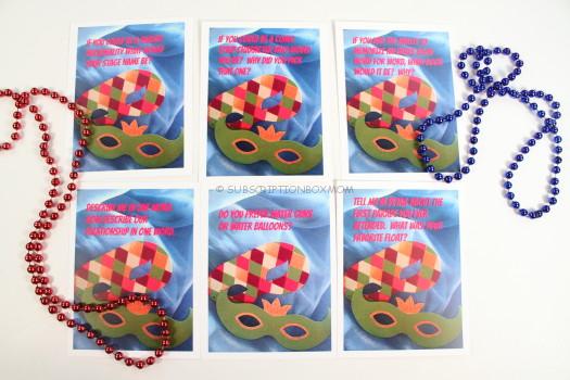 Conversation Cards and Mardi Gras Beads