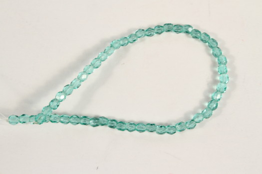 3mm Lt. Teal Fire Polishe Faceted Rounds (Czech Glass)