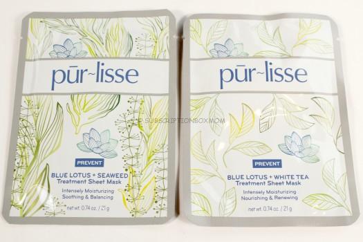 pur~lisse Beauty Blue Lotus + White Tea Sheet Mask & Blue Lotus + Seaweed Sheet Mask 