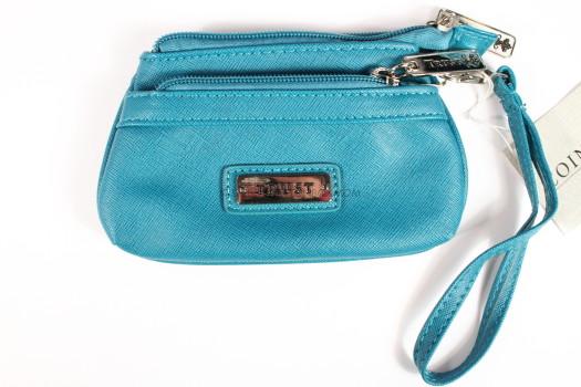 Fine Textured Vinyl Wristlet Coin Purse w/"Trust" Badge (Blue)