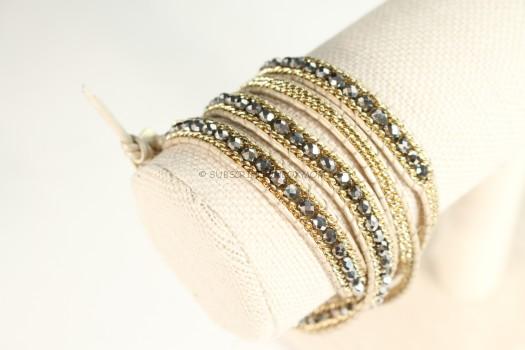 Nakamol Brown and Gold Beaded Wrap Bracelet