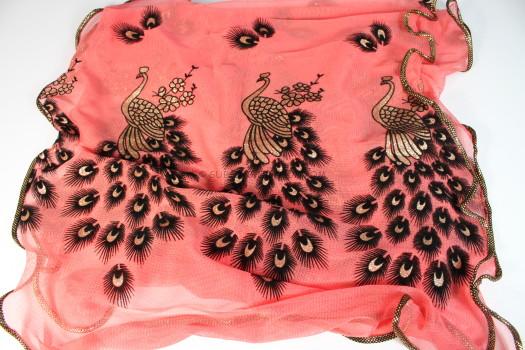 coral and gold chiffon scarf