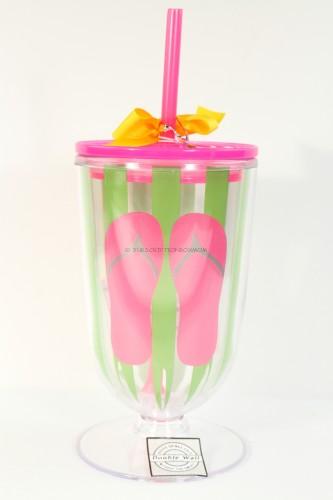 Slant Beach Flip Flop Double Wall Acrylic Iced Tea Tumbler With Straw