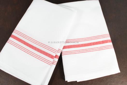 100% Cotton Striped Restaurant Quality Napkins in Belize Blue, Gold or Cherry Red
