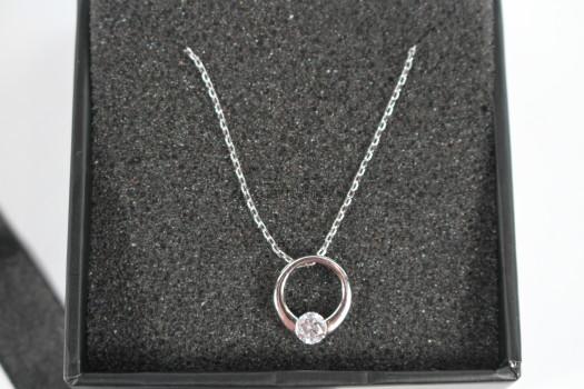 Dahlia "Blossom" Sterling Silver 18k White Gold Plated Swarovski Circle Necklace