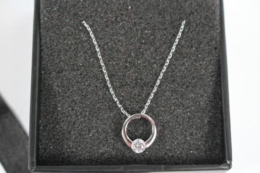 Dahlia "Blossom" Sterling Silver 18k White Gold Plated Swarovski Circle Necklace