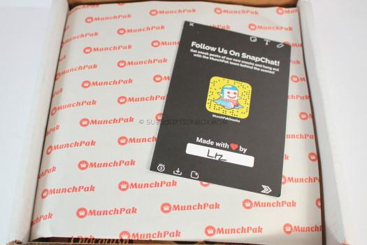 Munchpak packing card