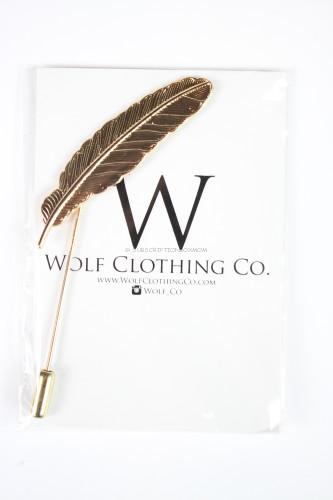 Wolf Clothing Co. Gold Feather Lapel Pin 