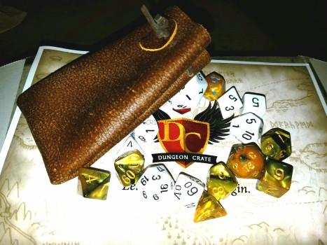Handmade leather bag - Complete set of Dice - Jumbo D20 Double Fours Die