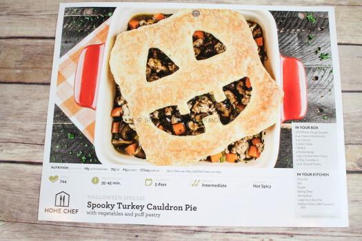 Spooky Turkey Cauldron Pie with vegetables and puff pastry