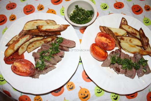 Chimichurri Steak with Roasted Potatoes and Tomatoes 