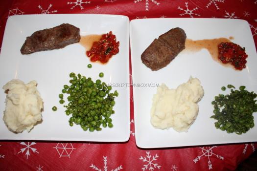 Cape Town Steak with Sweety Drop Relish with half-mashed peas and potatoes