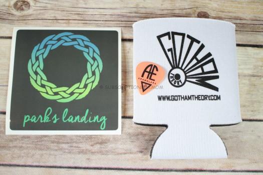 Promotional Sticker, Guitar Pick + Koozie