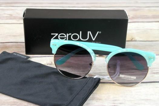 ZeroUV Women's Half-Frame Marble Finish Moon Cut Flat Lens Round Sunglasses