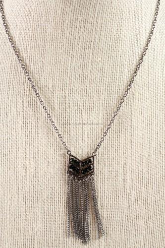 SLATE Layla Fringe Pendant in Black