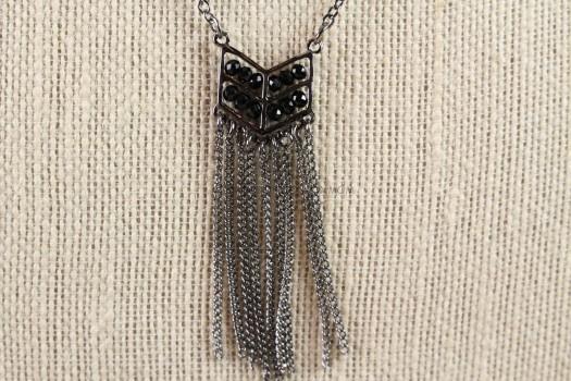 SLATE Layla Fringe Pendant in Black