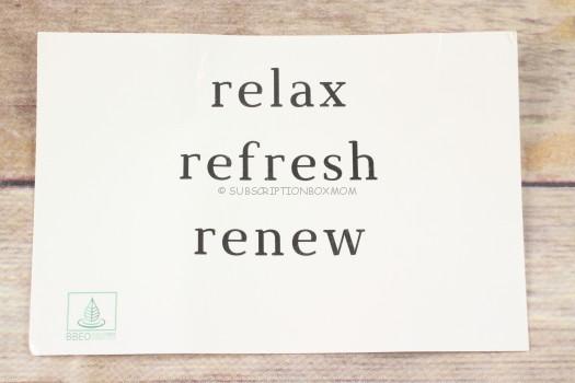 Relax, Refresh, Renew