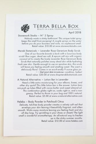 Terra Bella Box May 2018 Review
