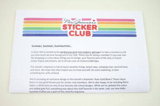 Mrs. Grossman's Sticker Club June 2018 Review