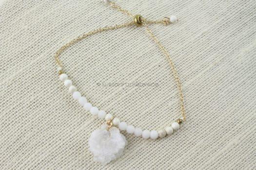 Yogi Surprise White Jade Bracelet with Crystal Quartz Charm