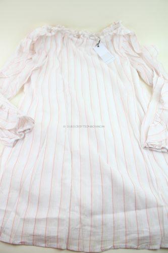 Lover Riche White-Pink Stripe Off the Shoulder Dress 