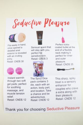 Seductive Pleasure August 2018 Adult Subscription Box Review