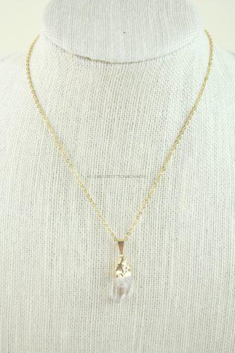 Clear Quartz Crystal Gold Dipped Necklace by BohoBabe