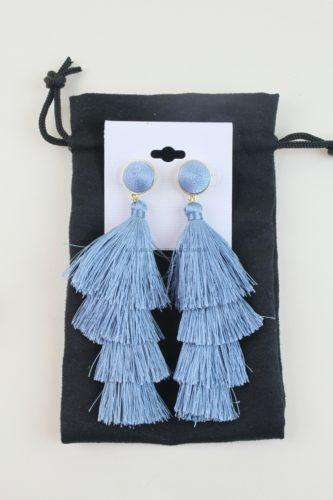 Sterling Forever Blue Smoke Fringe Multi Drop Earrings