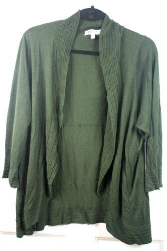 Meri Skye Juniper Short Ribbed Detail Cardigan in Olive Green 