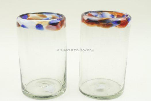 Tall Handblown Glass - Red, White & Blue (Set of 2