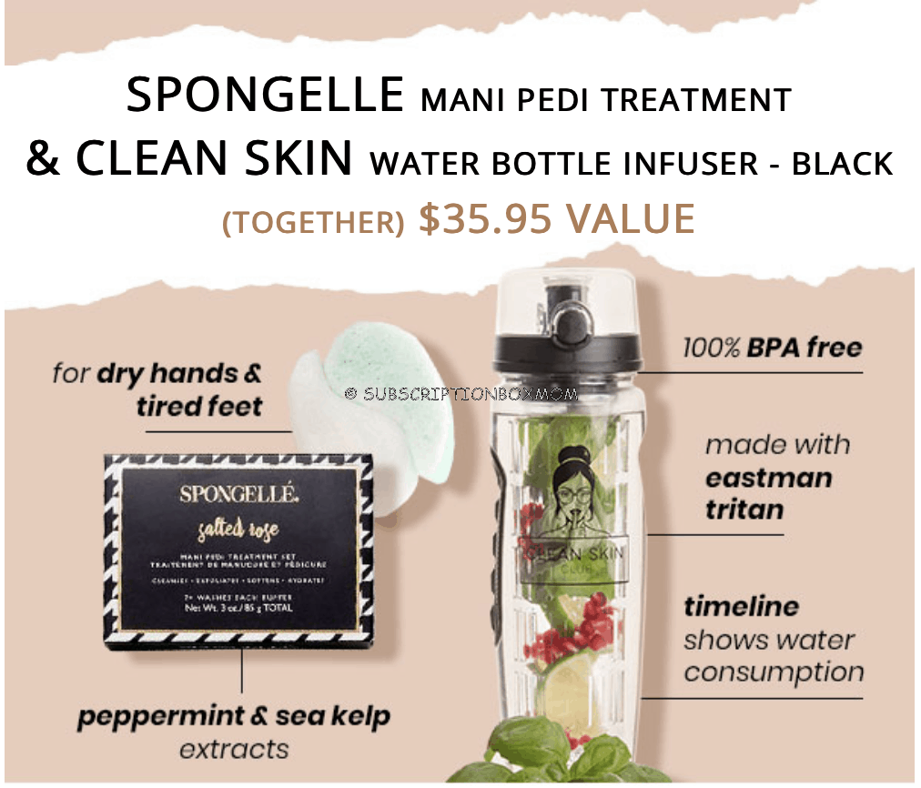 Spongelle Mani Pedi Treatment & Clean Skin Water Bottle Infuser - Black