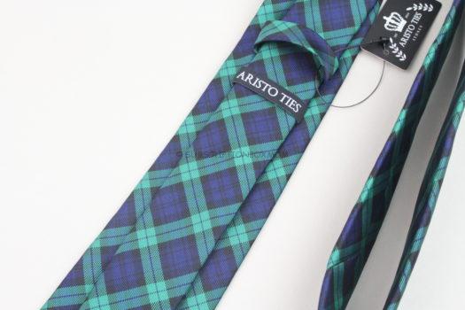 Aristo Green and Navy Tartan Plaid Necktie